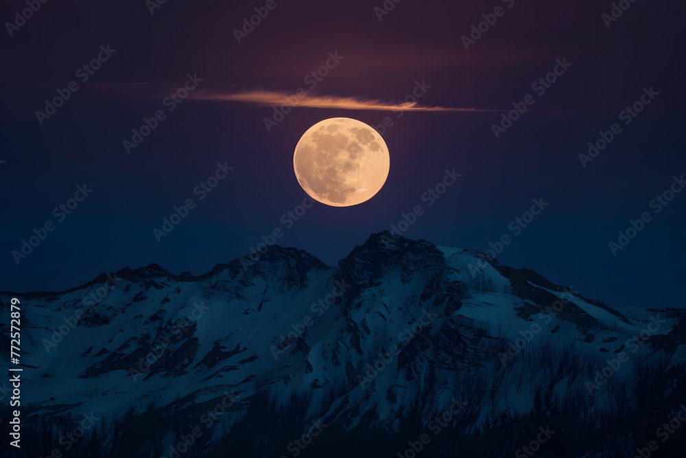 Pic Full moon casts eerie glow against dark night sky, mesmerizing observers Pic Full moon casts eerie glow against dark night sky, mesmerizing observers
