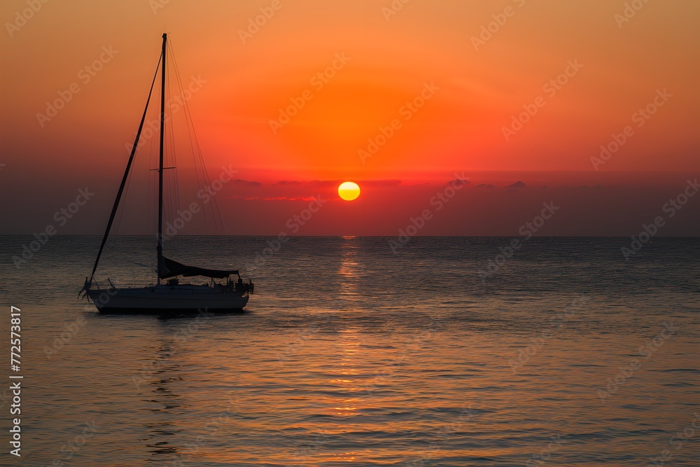 Publish Sun dips below horizon in serene Mediterranean scene