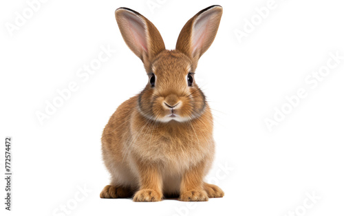 Brown rabbit sitting on top of a white floor