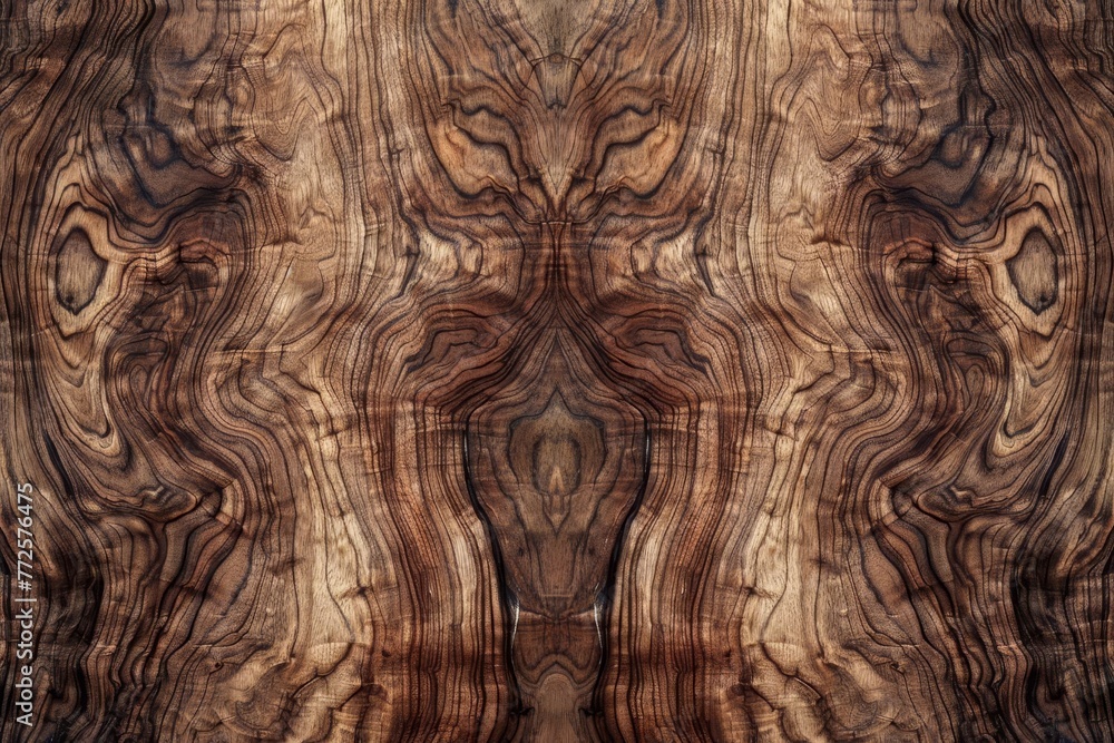 Luxurious Walnut Wood Texture with Intricate Veins and Details for High-End Furniture Design - Seamless Pattern
