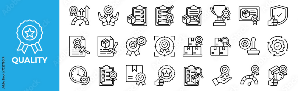 Quality icon set for design elements Quality icon set for design elements