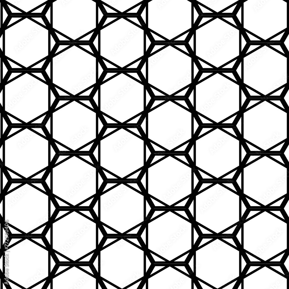 Fototapeta premium Abstract. black and white hexagon geometric background pattern seamless. Vector.