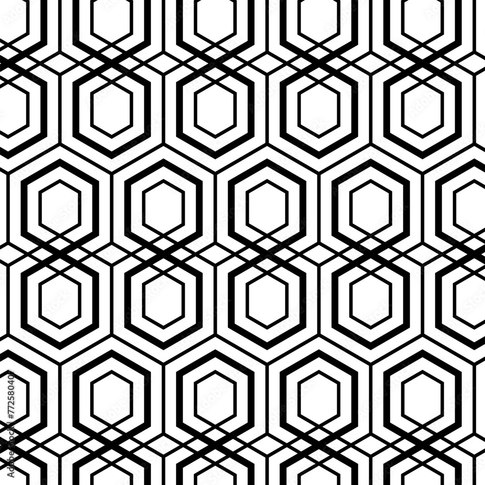 Abstract. black and white hexagon geometric background pattern seamless. Vector. Abstract. black and white hexagon geometric background pattern seamless. Vector.
