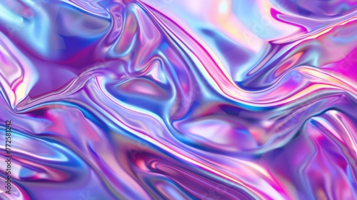 Abstract dynamic smooth wavy holographic color texture background. AI generated image