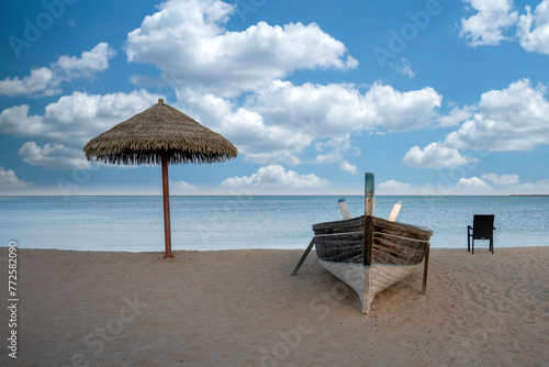 Wakra, Qatar - March 28, 2024: Beautiful beaches in Qatar. Al wakrah beach souq wakra Doha Qatar photo
