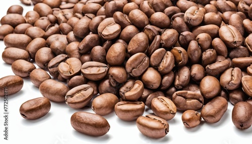 Aromatic Coffee Beans Pile on Clean White Background