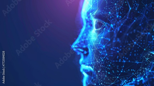 Digital Representation of an AI Humanoid Concept Under Blue Lights