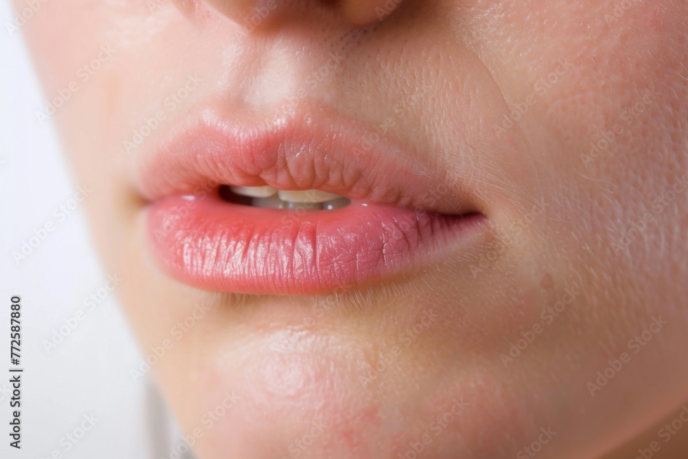 Obraz premium Close Up of Womans Lips and Nose