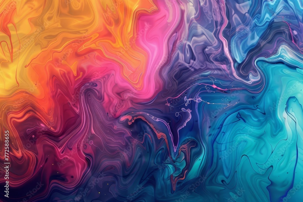 Mesmerizing organic abstract panorama wallpaper, colorful fluid background, digital art