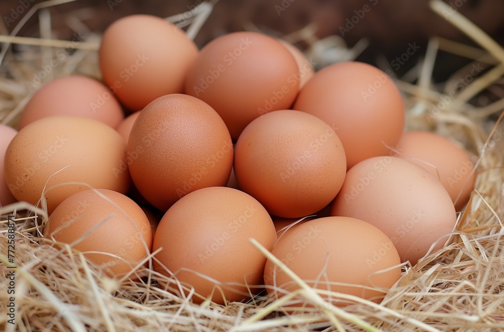 Brown eggs in nest