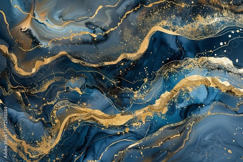 Mesmerizing gold and blue marble stone textured wallpaper, abstract digital art