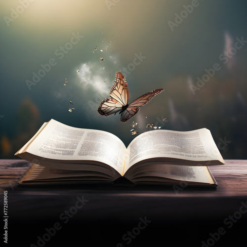 Picture of elegant butterfly on the book 