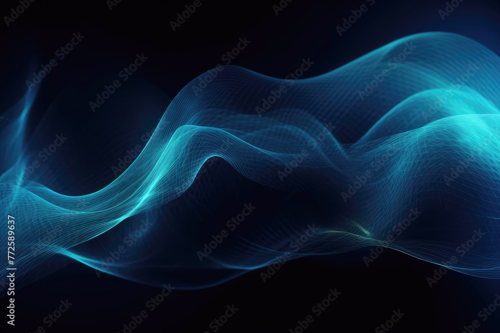 Obraz premium Abstract Blue Waves on a Black Background