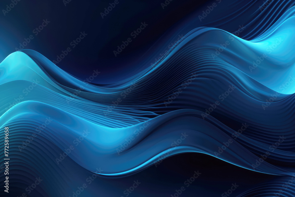 Abstract Blue Waves on Dark Background Abstract Blue Waves on Dark Background
