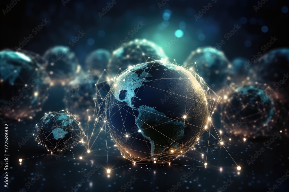 Obraz premium Global Network Connections and Digital Technology Concept