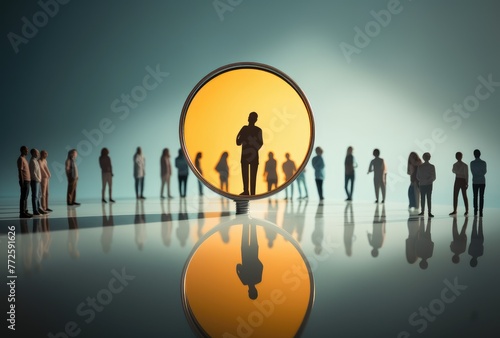 Talent Search Concept with Magnifying Glass on One Person