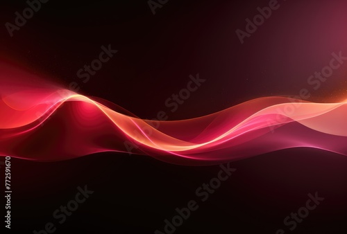 Vibrant Red Abstract Wave with Glowing Particles