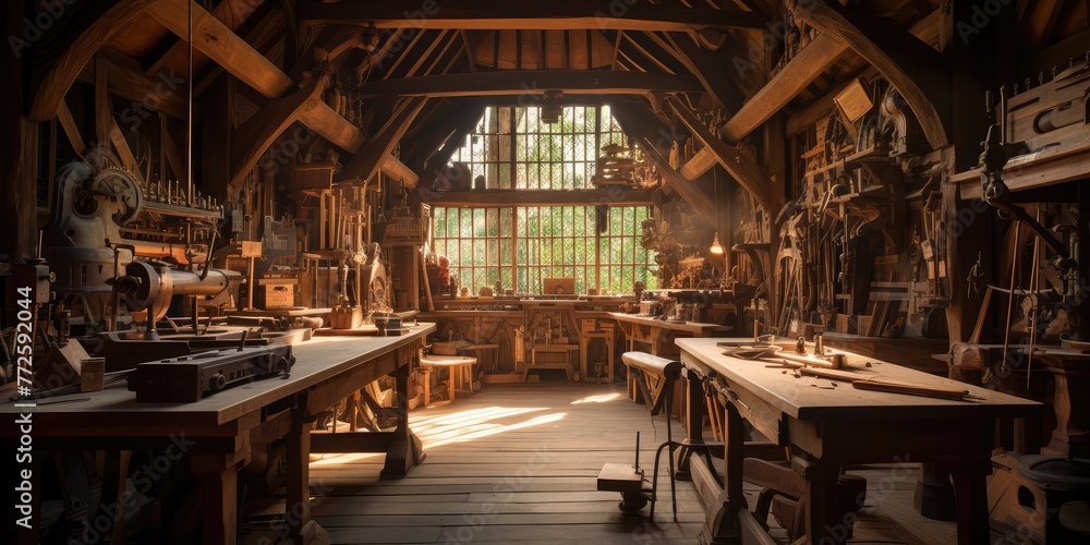 Traditional Woodworking Workshop Full of Tools Traditional Woodworking Workshop Full of Tools