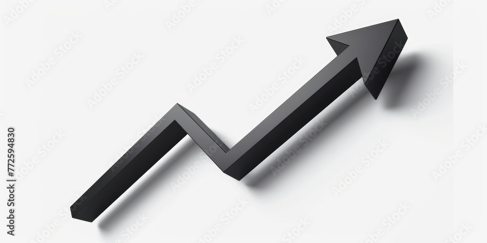 A black arrow pointing upwards on a white background. The arrow is drawn in a way that it looks like it is rising up A black arrow pointing upwards on a white background. The arrow is drawn in a way that it looks like it is rising up