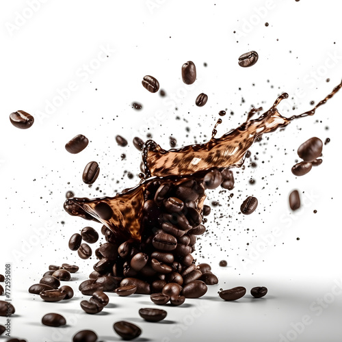 coffee beans falling in motion