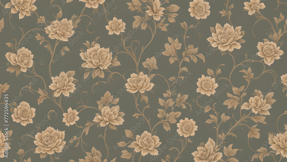 Fototapeta premium Abstract vintage wallpaper with vines and flowers