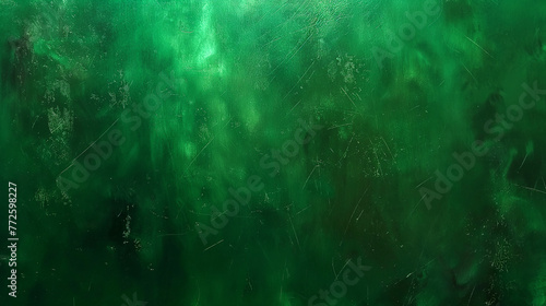 Green glass texture. Abstract background of green glass window with glow, shadow, marks and scratches.