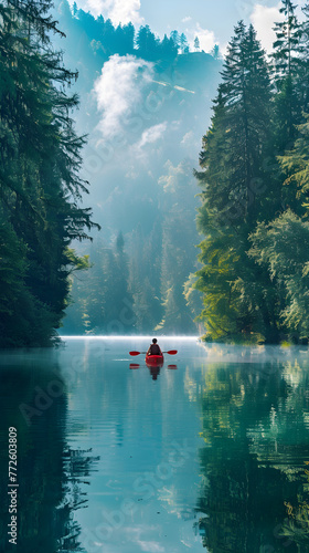 Solitary Kayaking Journey into the Heart of Wilderness © Mike