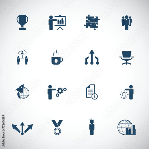 Universal business management and human resources icon set. Universal icons for web and mobile. Vector.	