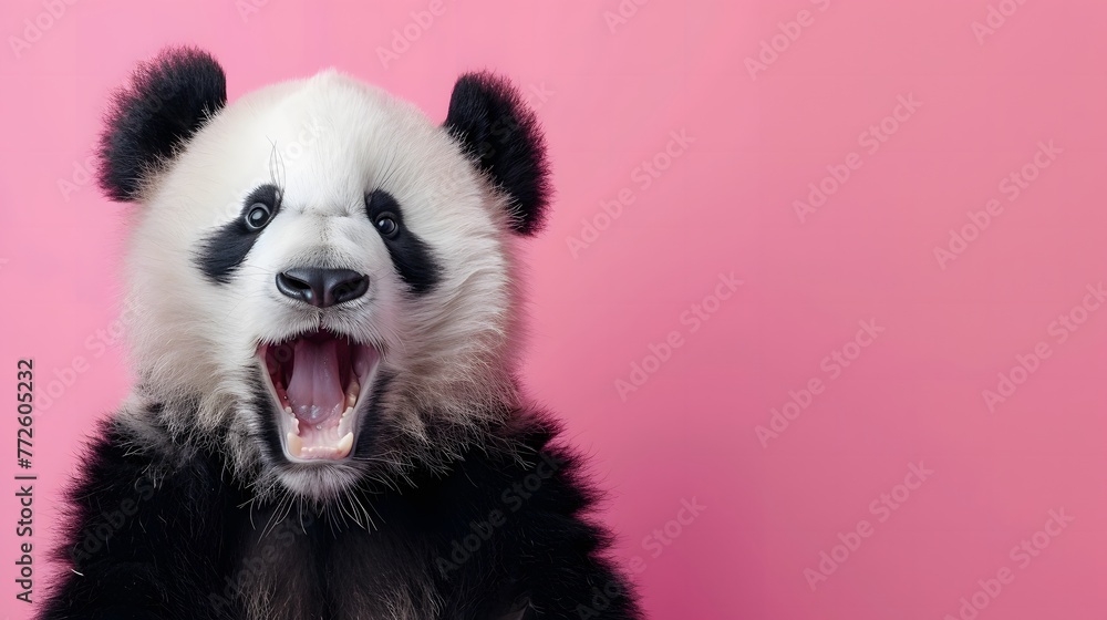 Fototapeta premium 驚いた顔のパンダ