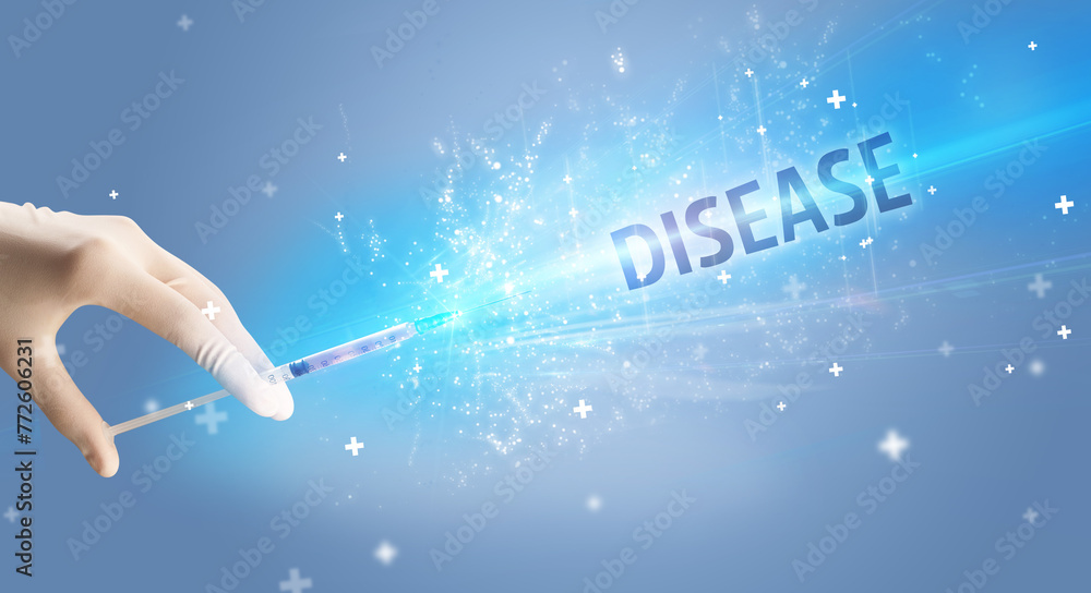 Syringe, medical injection in hand Syringe, medical injection in hand