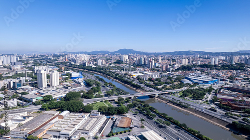 Aerial view of a bridge in Marginal Tiete in the Freguesia Do O. In São Paulo, SP. photo