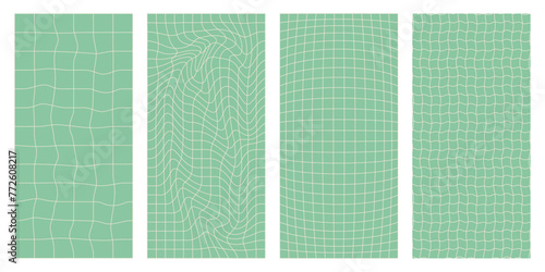 Groovy hippie chessboard pattern set in pastel colors. Retro 60s 70s psychedelic backgrounds. Vector.