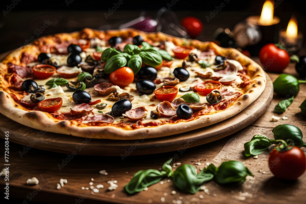 pizza presentation background high definition photographic creative image
