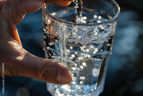 Individual promotes wellness by staying hydrated with a refreshing glass of water.