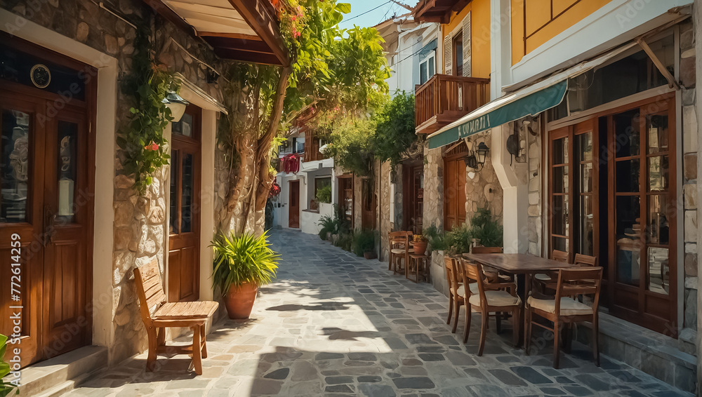 Fototapeta premium Beautiful ancient street in Marmaris Türkiye resort