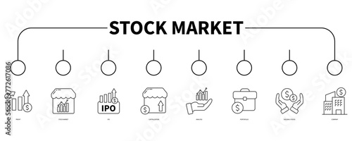 Stock market banner web icon vector illustration concept