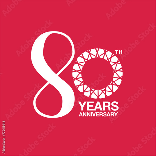 80th anniversary emblem. Eightieth years anniversary celebration symbol