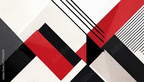 Wallpaper Mural Abstract geometric suprematism-like background in black, red, and white colors Torontodigital.ca