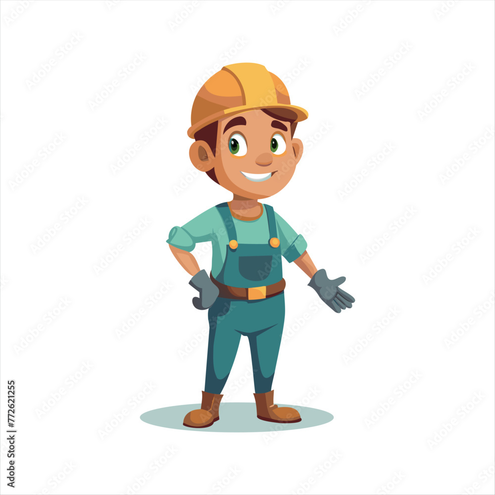 cartoon construction worker with a smile, builder cartoon construction worker with a smile, builder