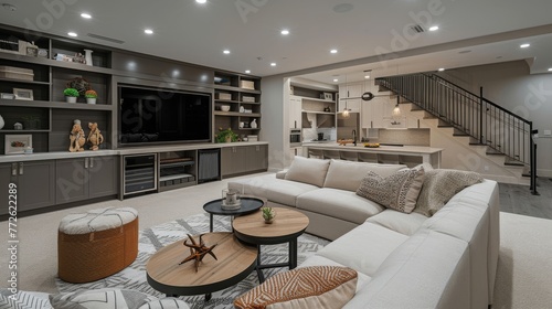 Contemporary Entertainment Hubs: Infusing Modern Living Room Interiors with Elegance and Sophistication, Embellished with Upscale Decor for Stylish Home Entertainment.