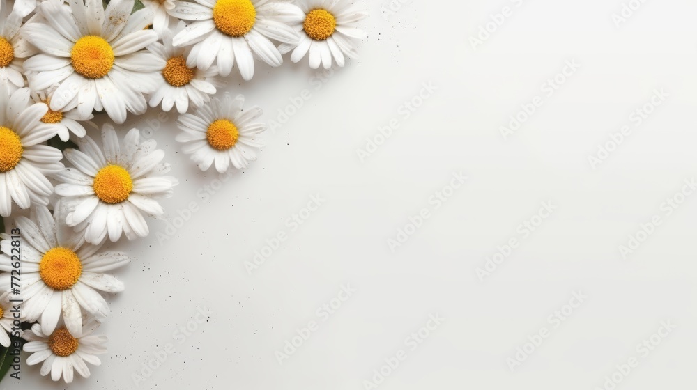 Obraz premium Daisy Flower Decoration on a White Background, Perfect for Wedding Design. Generative AI
