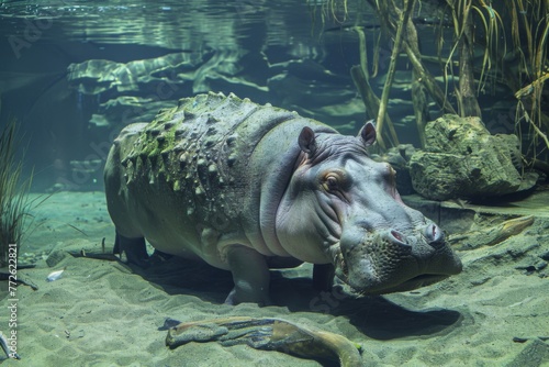 Hippopotamus Laying in the Sand