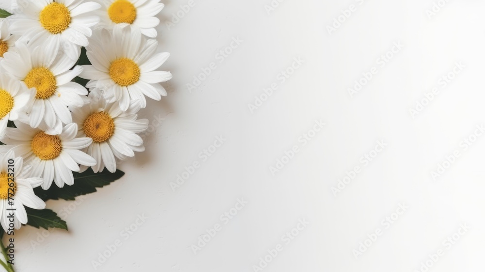 Obraz premium Daisy Flower Decoration on a White Background, Perfect for Wedding Design. Generative AI