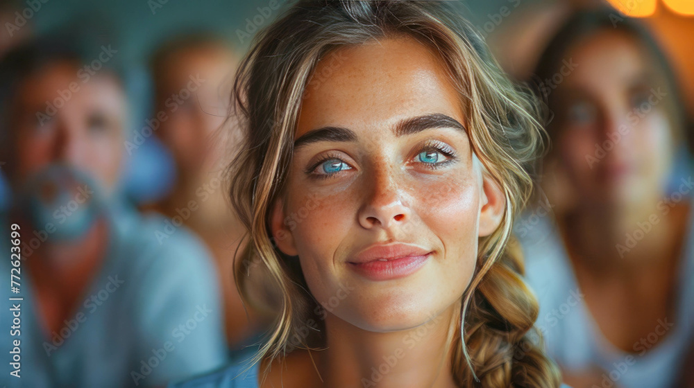 Portrait of smiling businesswoman looking at camera during meeting in office Portrait of smiling businesswoman looking at camera during meeting in office