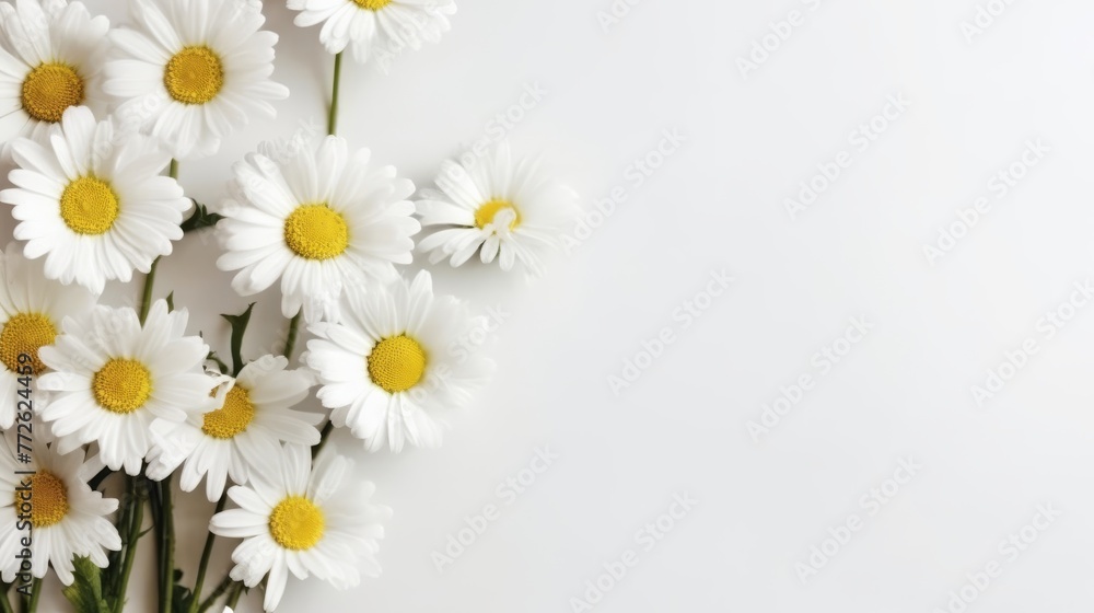 Obraz premium Daisy Flower Decoration on a White Background, Perfect for Wedding Design. Generative AI