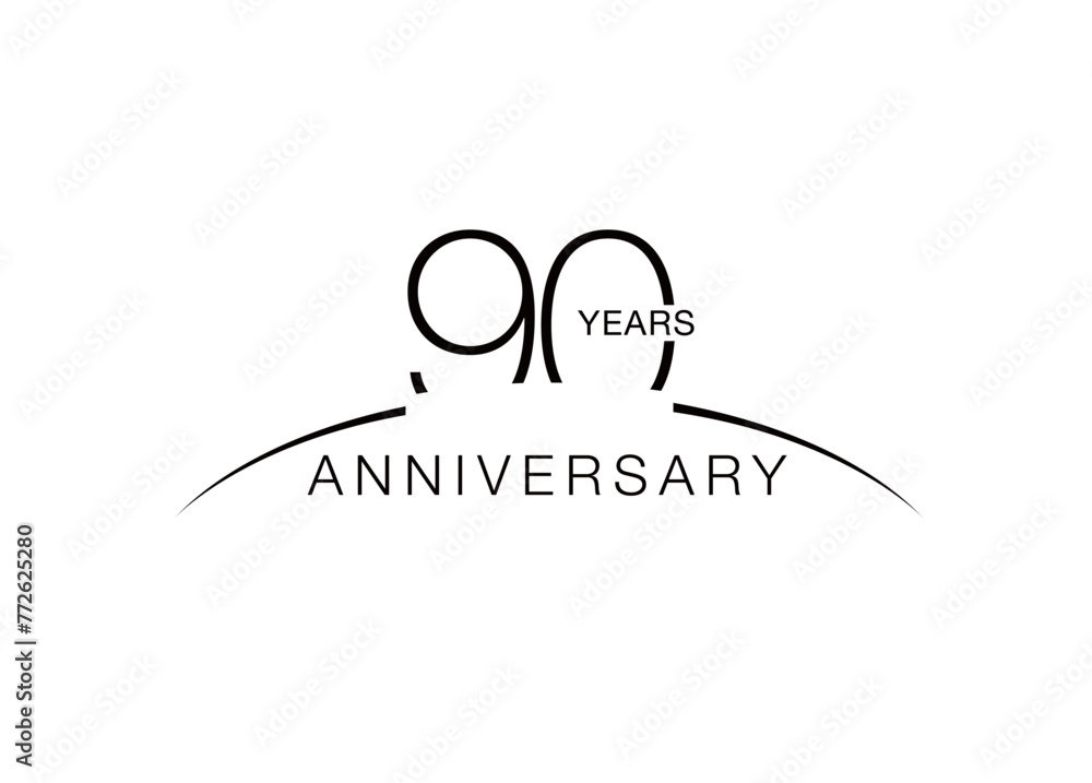 90th anniversary emblem. Ninety years anniversary celebration symbol 90th anniversary emblem. Ninety years anniversary celebration symbol