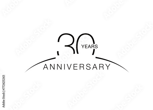 30th anniversary emblem. Thirty years anniversary celebration symbol