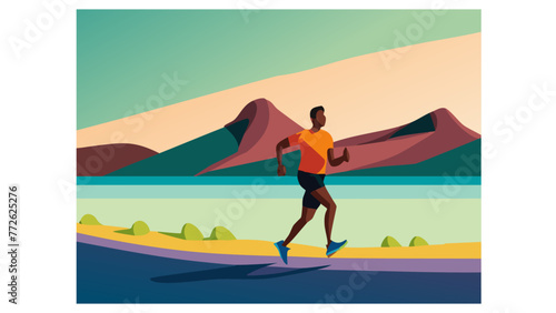 People running, doing sport, healthy lifestyle, vector illustration