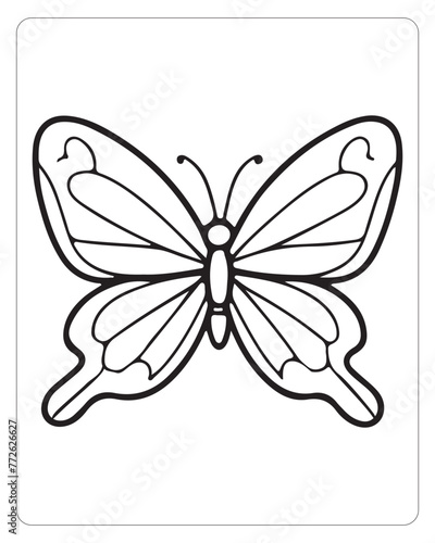 Cute Butterfly Vector, Butterfly coloring Page, Butterfly black and white © Milon Store