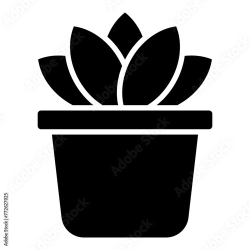 Potted plant black glyph solid icon
